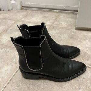 Coach Black Leather Booties with Silver Studs